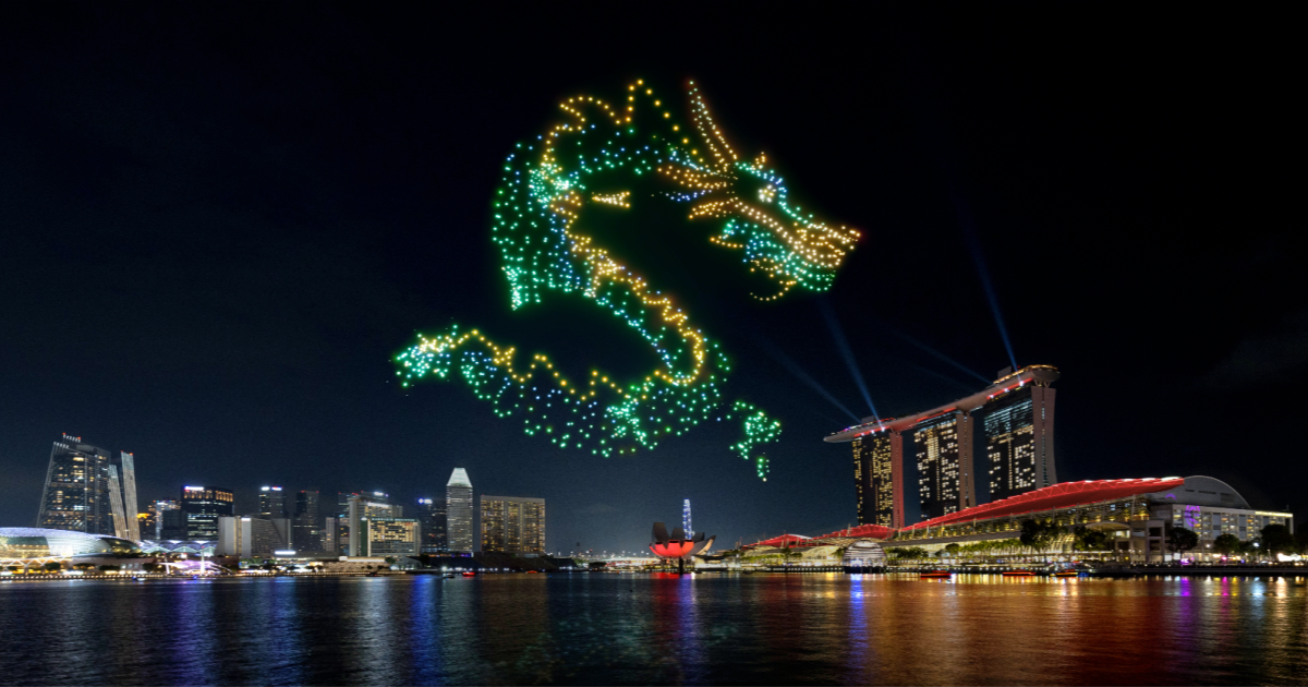 1500 Dragon-Themed Light Show